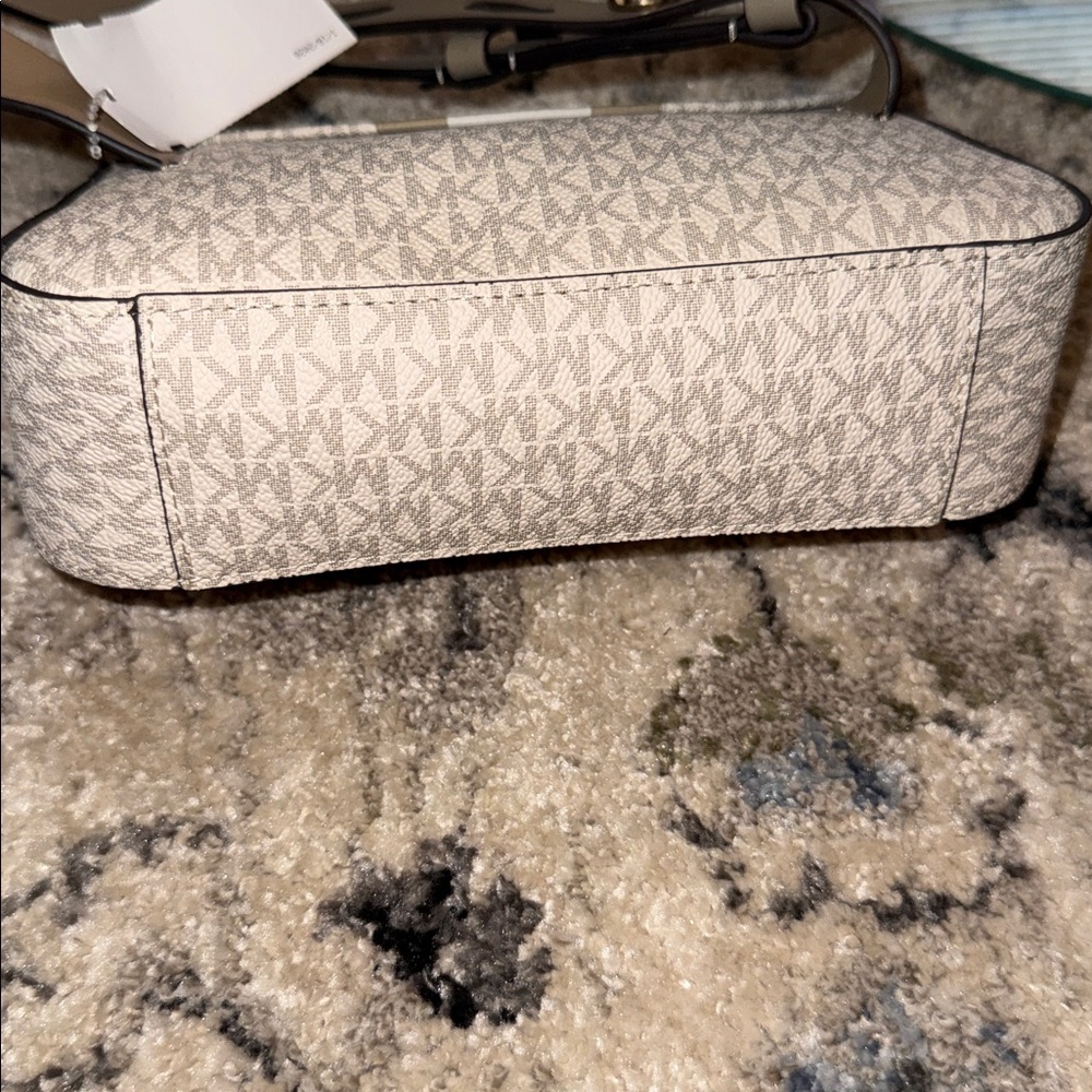 Michael Kors White and Taupe Monogram Crossbody Belt Bag - Picture 5 of 10